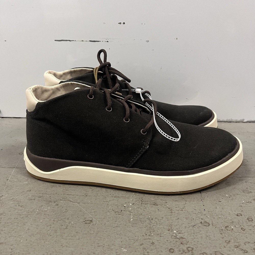 OluKai Papaku Chukka Boots Men Size‎ 9 Dark Wood Canvas Leather Waterproof